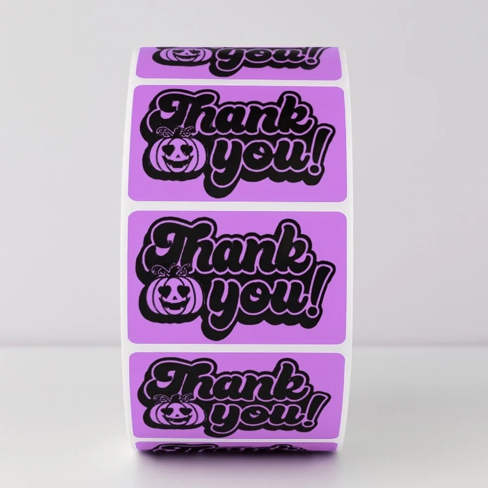 Halloween Thank You Stickers | Pumpkin Labels for Fall Packaging & Gifts